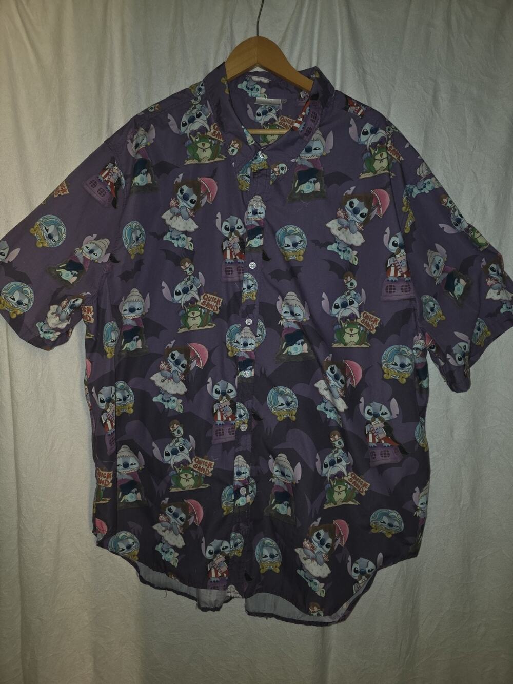 Rainbow Rules Stitch/Haunted Mansion Short Sleeve Button Down Shirt 5X